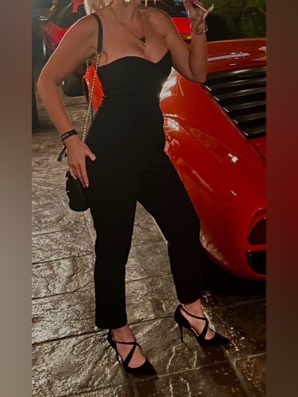 Express Strapless Black Jumpsuit for Women gold sipper